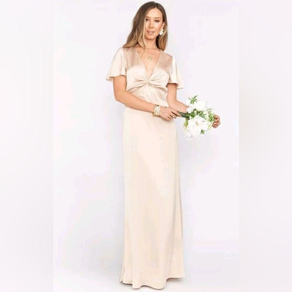 Show Me Your MuMu Dresses & Skirts - Show Me Your Mumu Rome Twist Gown Champagne Luxe Satin Maxi Dress